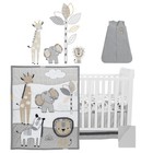 Lambs   Ivy Jungle Safari Gray tan white Nursery 6-piece Baby Crib Bedding Set