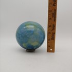 Hand Blown Oregon Coast Studio Art Glass Float 4 5  Vtg 2000 Blue Green Ball Orb