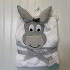 Hudson Baby Animal Face Hooded Towel Happy Donkey 33   X 33    Terry Cotton Nwt