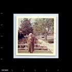 Old Vintage Square Color Photo Solo Older Woman Front Yard Roses Cars Street