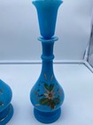 Victorian Blue Glass Opaline Pair Scent Bottles With  Stoppers  Y17