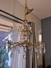 Vintage Spanish Brass And Crystal Chandelier