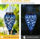 Solar Led Blue Teardrop Lantern Outdoor Hanging Lamp Light Yard Garden Decor