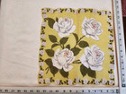 Vintage 4 White Roses Pale Yellow Green Background Hand Rolled Hankie Free Ship