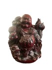 Chinese Laughing Red Buddha Statue Standing With Dragon-very Heavy 7-1 2  Tall