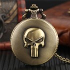 Gothic Skull Theme Pocket Watch Retro Quartz Watches Halloween Gift With Chain