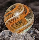 Antique German Handmade Latticinio Core Swirl Marble   68  Near Mint  Htf Orange