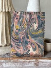 8 25x7 25 Antique French Marbled Paper C1850 Red Blue Yellow Swirl Unique Wall 