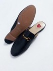 Aroa Women   s Black Leather Mule Slippers Slip-on Flat Horsebit Heart Eu 40