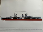 Large Vintage 1970s Colour Print Of  H m s  Lion Battle Cruiser 1912