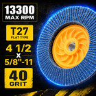 40 Pack 4 5  40 Grit Zirconia Flap Discs 5 8-11 Tool-free T27 Grinding Wheels