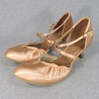 Supadance Ballroom Dance Shoes 7 5 Pink 2 5  Flare Heels Suede Sole Ankle Straps