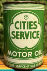 Vintage Early Cities Service Large Clover Motor Oil Can Quart Tin Metal Gas