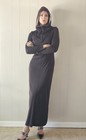 Rare Vintage 1970s Black Gothic Hooded Maxi Dress