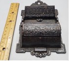 Antique Cast Iron Wall Mount Match Safe Holder Hinged Lid Victorian Decor