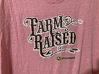 John Deere  farm Raised  Womens 2xl Pink T-shirt