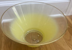 Vintage Mid Century Modern Yellow Frosted Bowl With Gold Rim 