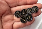 6 Small Gorgeous Victorian Brass Patterned Buttons 14mm f16