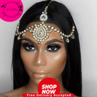 Boho Luxury Crystal Forehead Hair Chain     Rhinestone Bridal Headpiece Headband