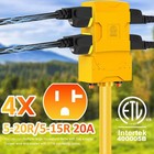 50 Amp To 20 110v Rv Distribution Plug Adapter nema 14-50p 4 Yellow 