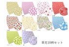 Set Of 10 Japanese Tenugui Towels Cotton Cloth Fabrics Floral Pattern