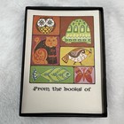 Vtg Paper Bookplates 1970   s Folk Art Lot  50  Boxed Antioch Yellow Springs Ohio