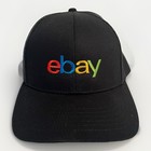 Ebay Trucker Hat Embroidered Logo Adjustable Black Snap Back Promo Seller Swag