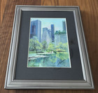 Hand-signed Central Park Nyc Art Print 2007 Framed 5x7 Cityscape
