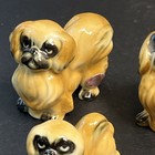 Vintage Bone China Pekingese Dog Puppy Figurine Japan 1-2  Trio Set Lot 1960 s