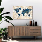 World Map Blue Abstract Vintage Ocean Home Decor Canvas Prints Wall Art