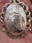 Vintage Sterling 950 Antique-style Silver Engraved Pendant Necklace