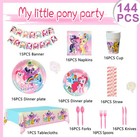 144 Pcs My Little Pony Decorations Tableware Set Party Banner Plates Paper Cups