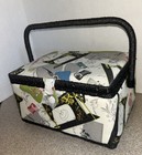 Vintage Retro Singer Cloth Covered Sewing Box Basket Chest Storage   Pin Cushion