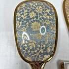 Vanity Gold Lace Dresser Set Hand Mirror Brush Comb Floral 70s Vintage 3 Pcs