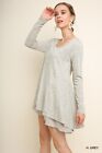 Umgee Womens Gray Mini Dress Tunic Top  Size M Layered Chiffon Long Sleeve
