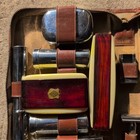 1950s Men   s Zippered Leather Vanity Kit Vintage Grooming Toiletries Travel Case