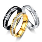 Men women Couple Stainless Steel Wedding Ring Titanium Cz Engagement Band 6-13
