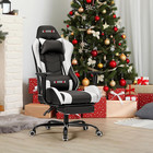 Pc Massage Gaming Chair With Footrest Ergonomic Office Desk Chair Racing Pu Leat