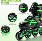 Kuxuan Adjustable Illuminating Inline Skates For Medium - Big Kid   1-4   Green