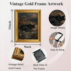 Vintage Gold Framed Wall Art Sleeping Black Cat In Wildflowers Canvas Prints Dar