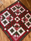 Handmade Limelight Christmas Quilt Patchwork  Red Green 45     Throw Lap New 