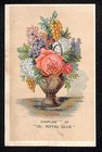 Royal Glue   Bates   Miller Druggists Phila  Victorian Trade Card Flowers Vase
