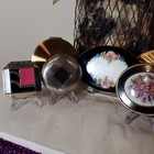 10 Vintage Vanity Powder Compact Lot Floral Enamel Metal Pompeian Armand Hudnut