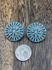 Native American Navajo Handmade Sterling Silver Turquoise Cluster Post Earrings