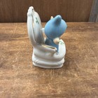 Vtg Mcm Japan Ceramic Blue Pixie Elf Holly Chair Gold Trim Figurine 1950s