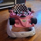 Infans Pink Race Car Baby Walker With Checkered Seat  White   Black Accents