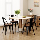 18 Inch Metal Dining Chairs Set Of 4 Farmhouse Kitchen Chairs W  Wooden Seat  