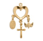 Gold Over Sterling Silver Heart Pendant And Miraculous Medal  Cross  Holy Spirit