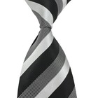 New Classic Striped White Black Jacquard Woven 100  Silk Men s Tie Necktie
