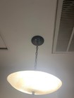 Vintage Mcm Atomic Flying Saucer Pendant Light 12 5  Glass Diffuser 1950s 1960s